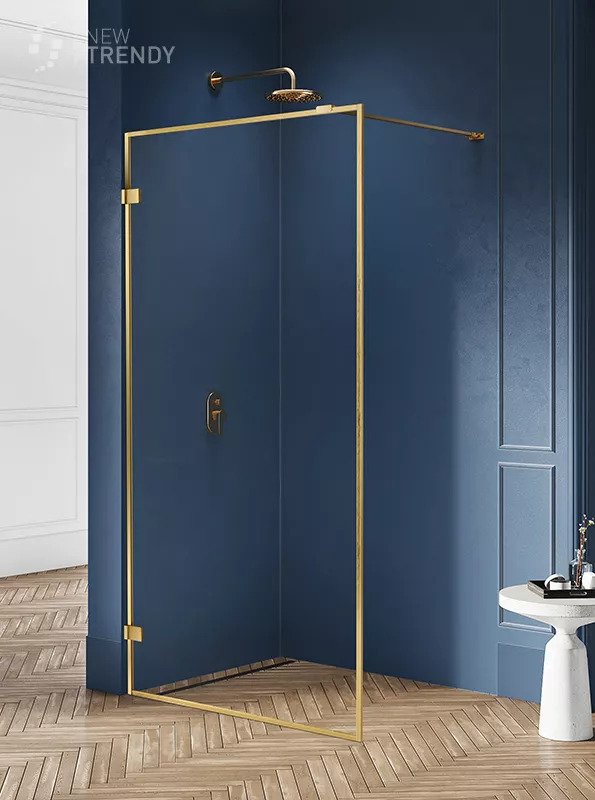 New Trendy Avexa Gold Brushed Kabina Walk-in U 90x200 Czyste 6mm Active Shield (EXK-3134)